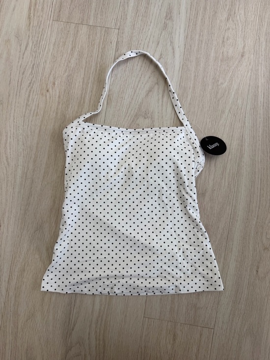 Klassy Network Tops - NWT Klassy Network Polka Dot White Halter Tank Top - small